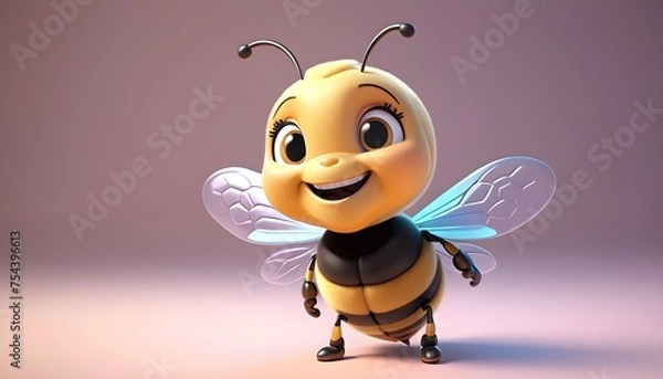 Fototapeta Cute and smiling bee