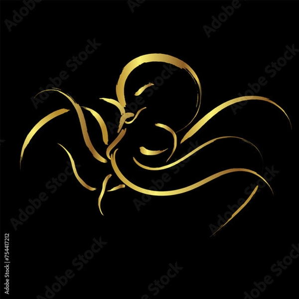 Obraz Octopus stroke paint over black background