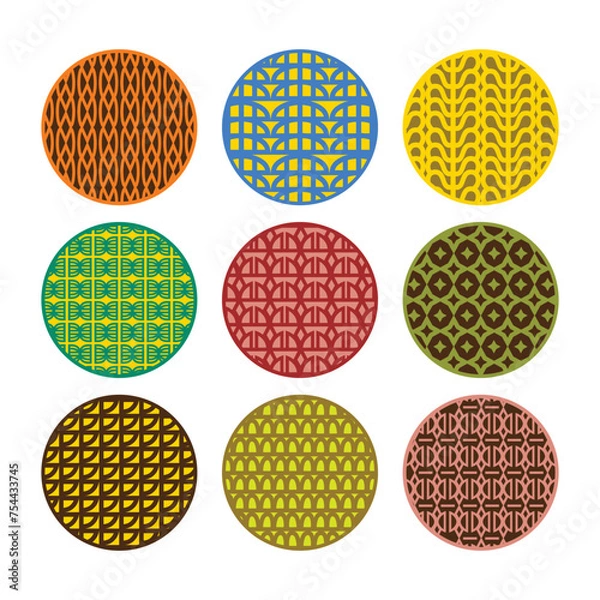 Obraz Trendy colorful modern abstract vivid assorted circle and round art deco pattern stickers design elements set on white background