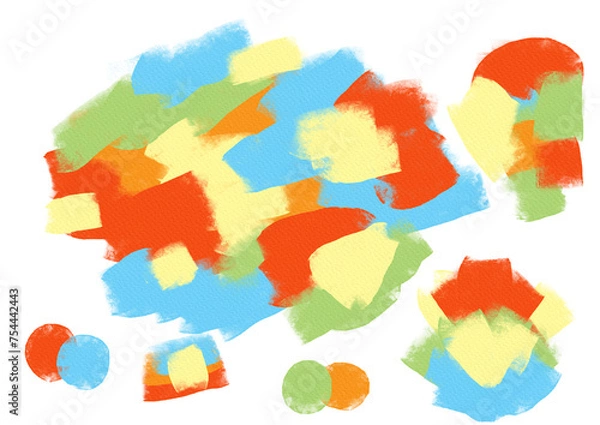 Obraz Hand-painted multicolored watercolor and acrylic grunge elements on transparent background