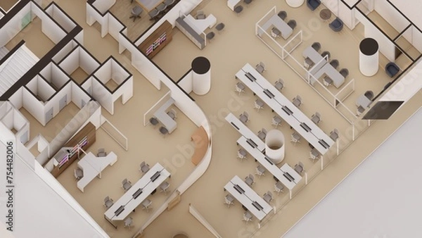 Obraz Commercial office space Isometric interior design 3d render