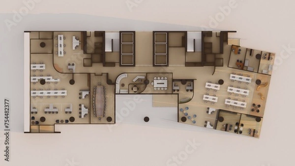 Obraz Commercial office space Isometric interior design 3d render