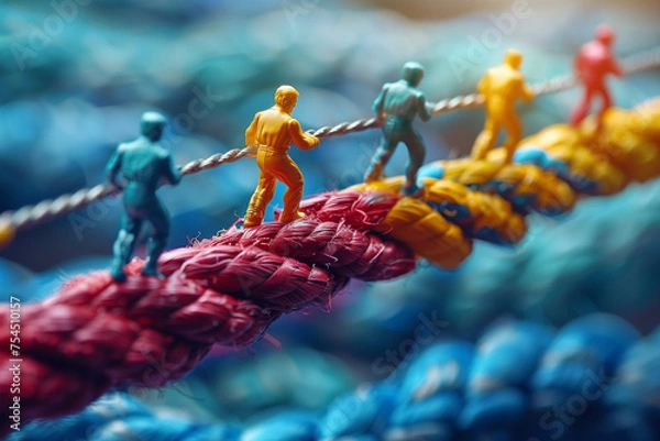 Fototapeta Team work concept. Small workers working together