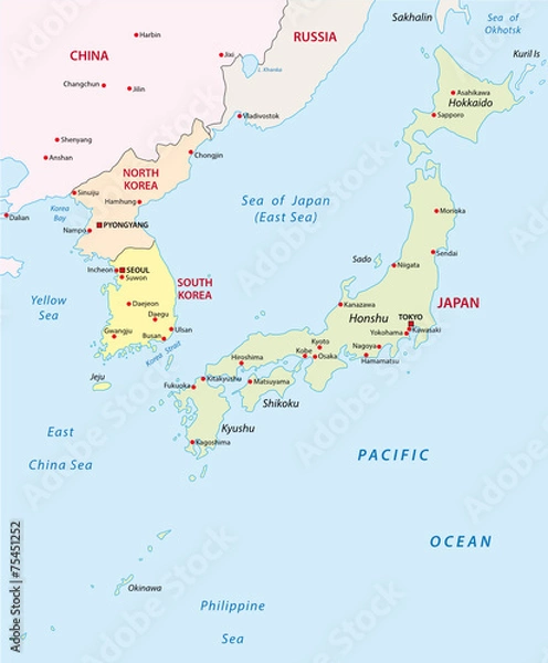 Obraz mapa japonii-korei