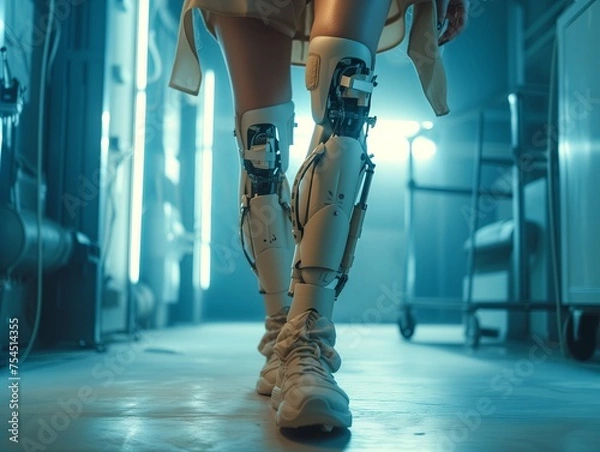 Fototapeta prosthetic leg for military and soldiers in the army. Recovery in a military hospital ward. Close-up.