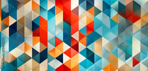 Fototapeta Geometric Colorful Background with Polygonal Shapes created with Generative AI technology