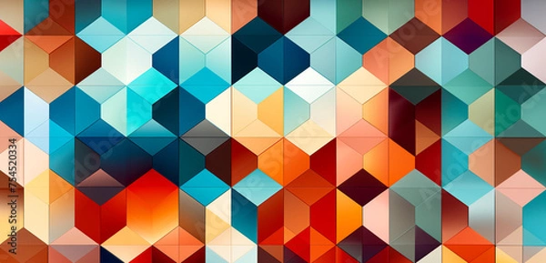 Fototapeta Geometric Kaleidoscope: Vibrant Polygonal Patterns for Creative Projects created with Generative AI technology