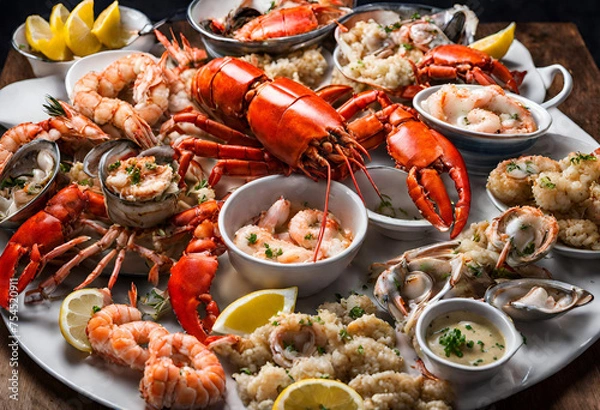 Obraz cooked shrimp on a plate