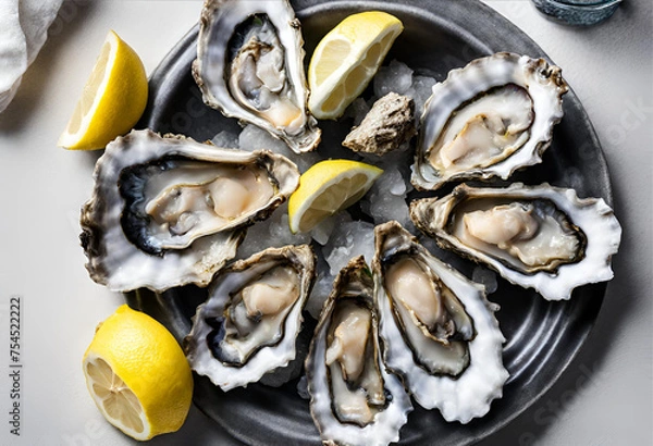 Obraz oysters with lemon