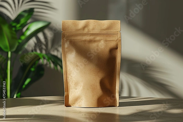 Fototapeta Blank plastic package mockup/template in pink solid background