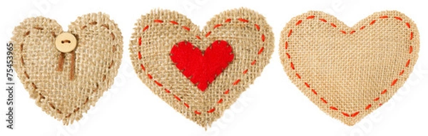 Obraz Heart Shape Sackcloth Patch, Valentine day Stitches Seam