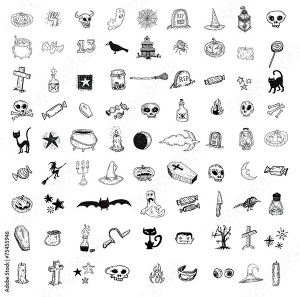 Obraz Halloween doodles elements. vector illustration