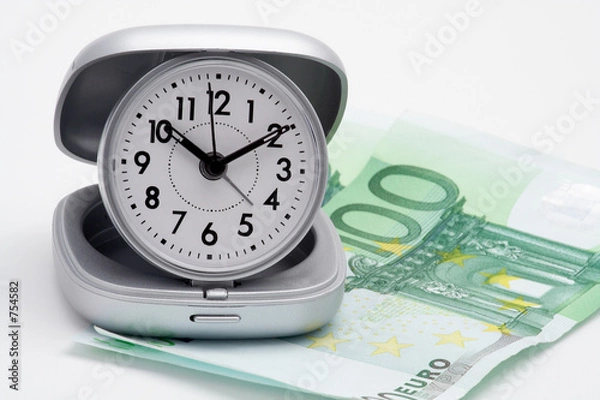 Obraz clock and money (euros)