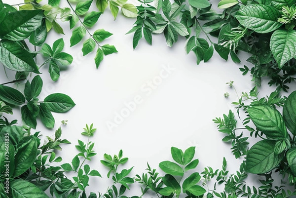 Fototapeta greenery surrounding white background