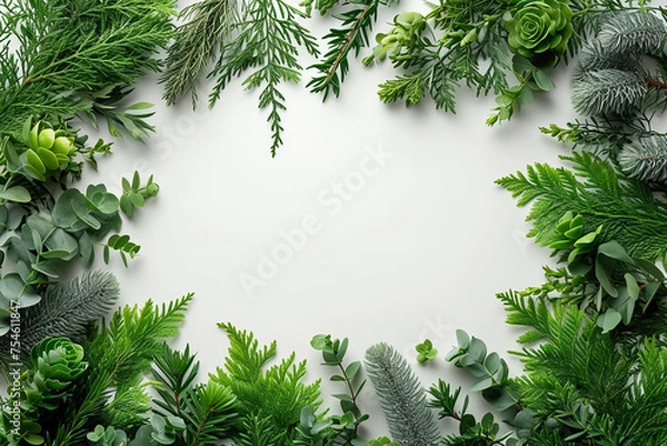 Fototapeta greenery surrounding white background