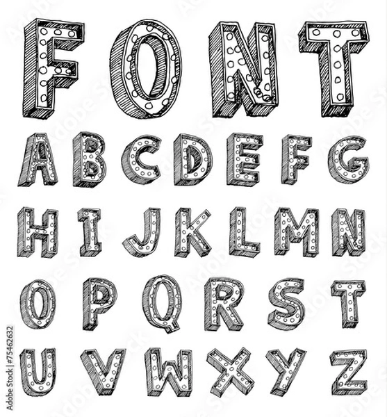 Obraz Vector alphabet with bulbs.