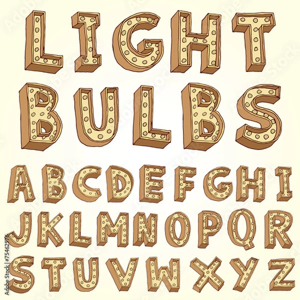 Obraz Vector alphabet with bulbs.