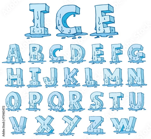 Obraz Ice alphabet melting down, vector.