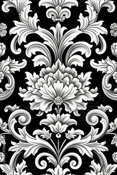 Obraz seamless vintage damask. Generative AI.