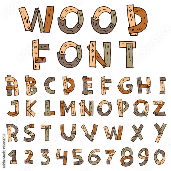 Obraz Vector font wood style.
