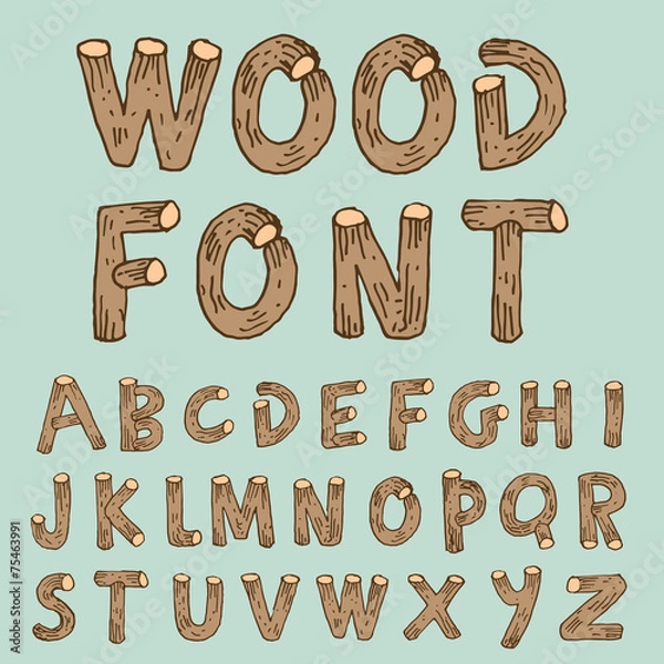 Obraz Vector font wood style.