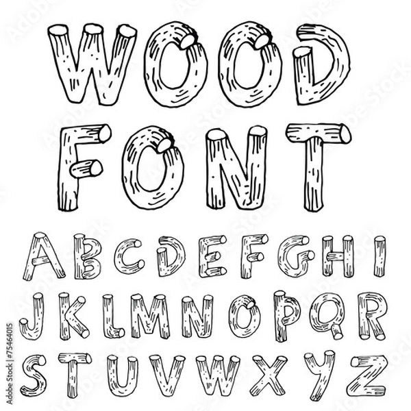 Obraz Vector font wood style.