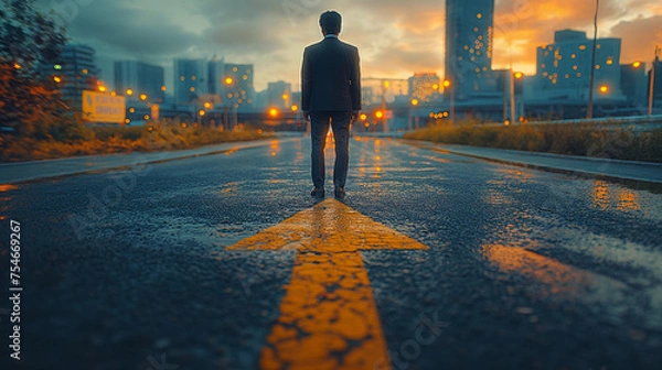 Obraz ビジネスマンと矢印