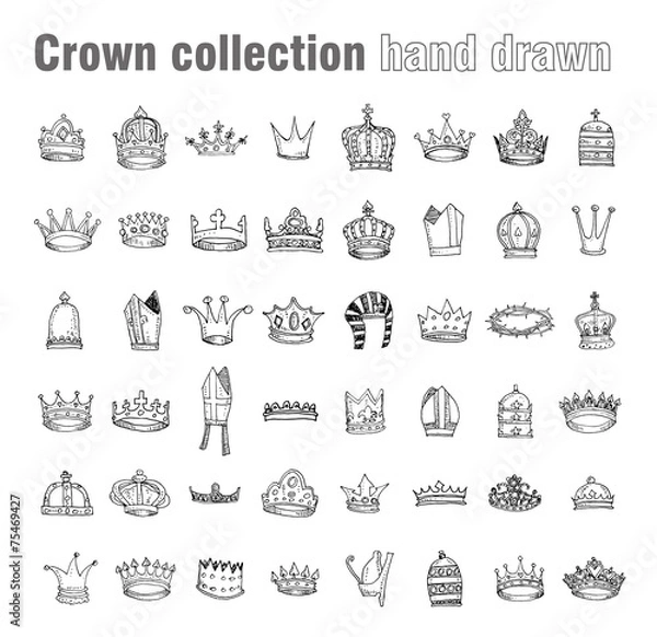 Obraz crown collection, hand drawn vector.