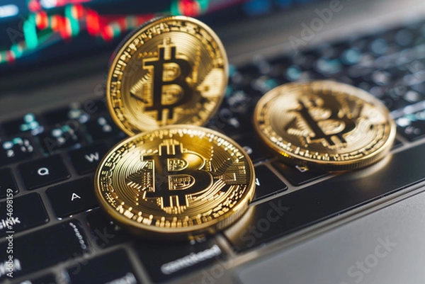 Fototapeta Bitcoin cryptocurrency trading 