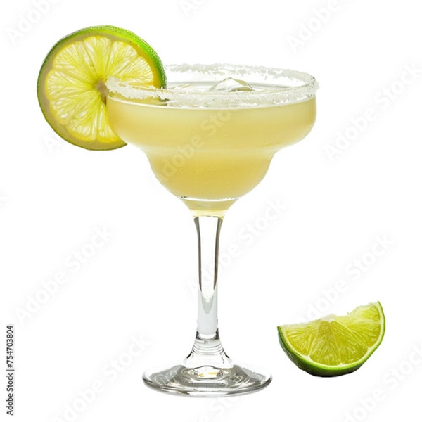 Obraz margarita in glass with lemon on transparent background