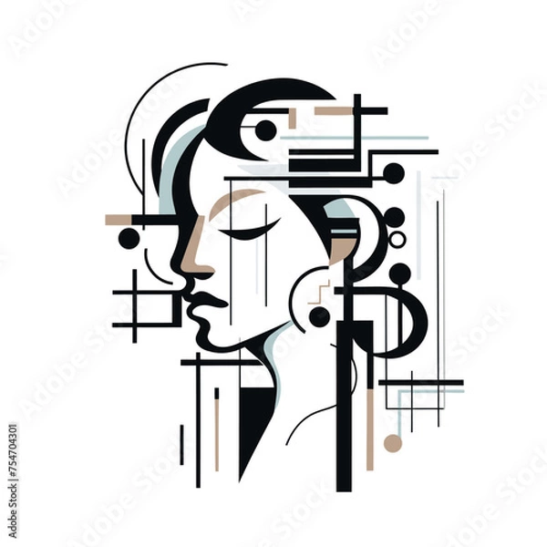 Fototapeta Dive into the essence of artificial intelligence with "Digital Mind: The AI Muse," a captivating vector illustration that encapsulates the sophisticated intersection of technology and human likeness. 