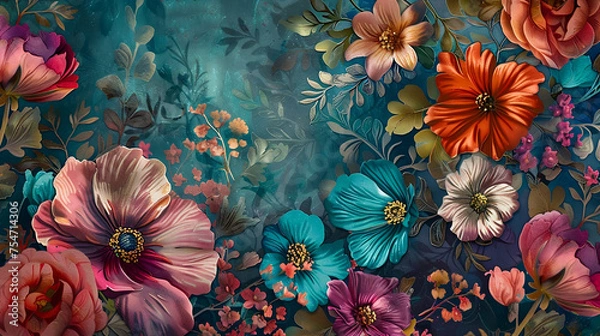 Obraz pattern with flowers painting wallpaper