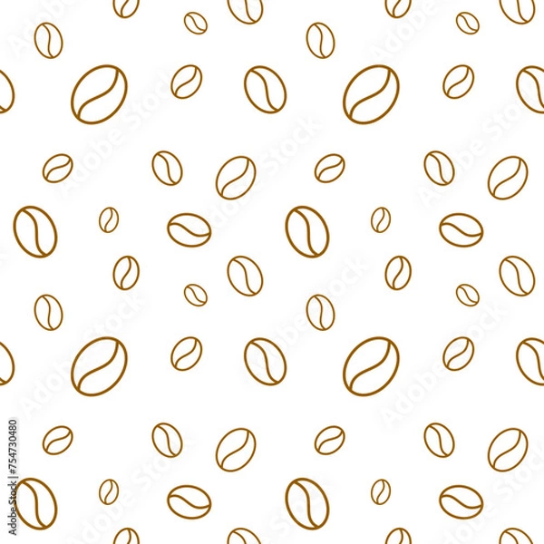 Obraz Seamless pattern coffee beans on white background. Vector illustration.