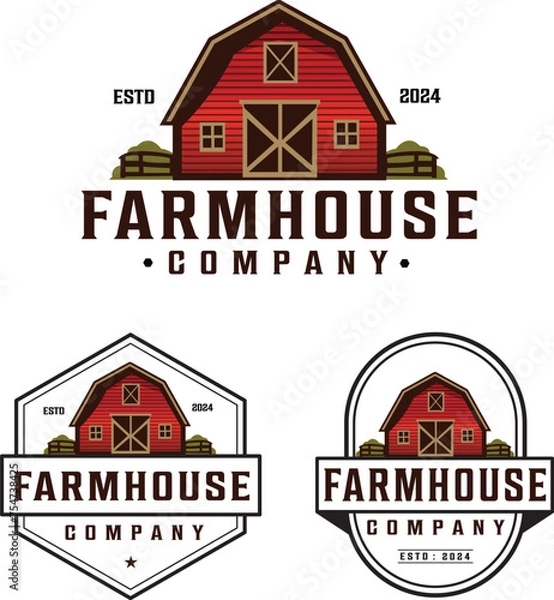 Obraz Farmhouse logo design with editable vector file