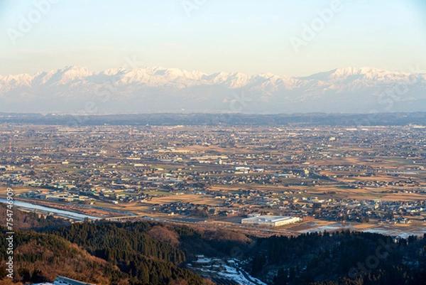 Fototapeta 小矢部・稲葉山から眺める立山連峰