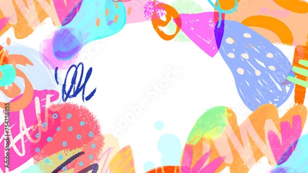 Fototapeta Multi colors brush painted splash with white background design 