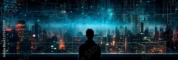 Fototapeta the battleground is the digital realm, involving hacking, cyber warfare, and information manipulation. Generative AI