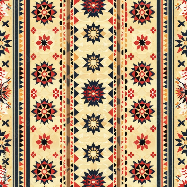 Obraz Ethnic ikat seamless pattern geometric abstract designs with traditional motifs.