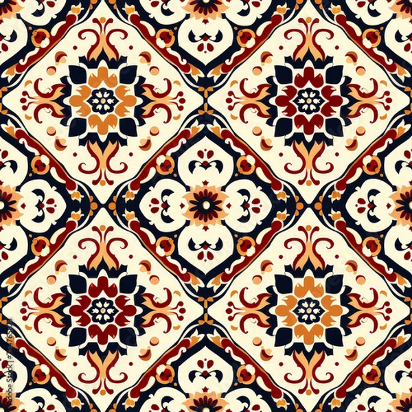 Fototapeta Ethnic ikat seamless pattern geometric abstract designs with traditional motifs.