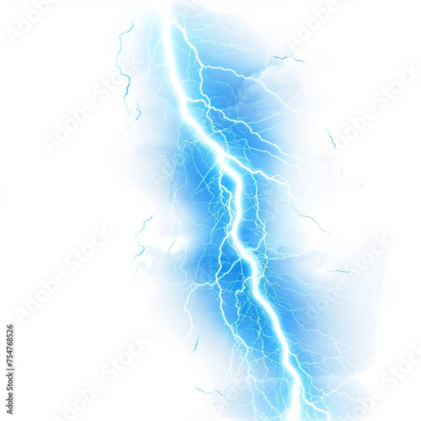 Obraz 
blue lightning flashes on a plain white background. PNG file

