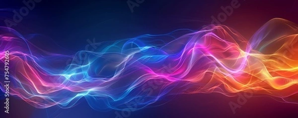 Fototapeta Colorful dark waves art representing bid data flow. Big data waves concept
