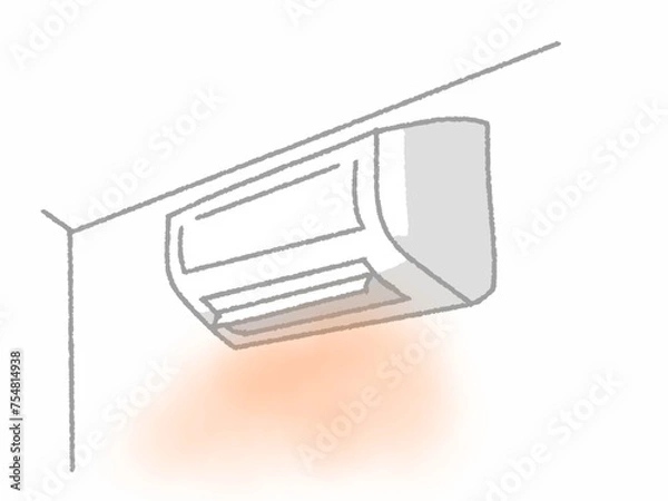 Fototapeta 暖かい空気が出ているエアコン