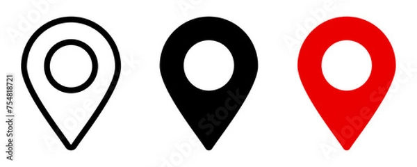 Fototapeta location pin icon symbol sign isolated on transparent background, map flat vector icons