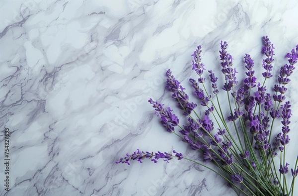 Obraz Lavender Flowers on Marble Background