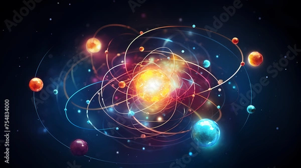 Fototapeta atomic nucleus electron neutron proton