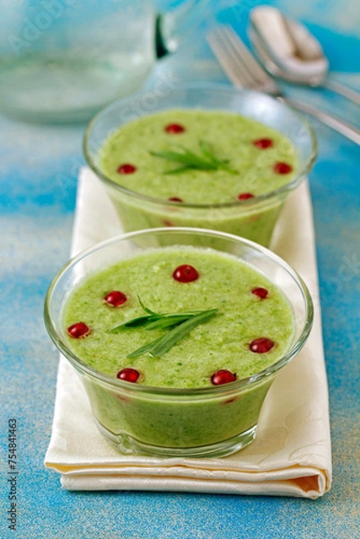 Obraz Gazpacho with melon and tarragon.