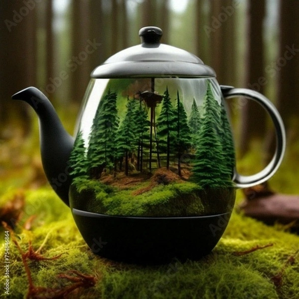Obraz teapot with green tea