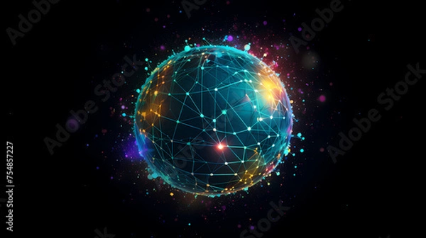 Fototapeta Spherical network structure, creating a futuristic or abstract look