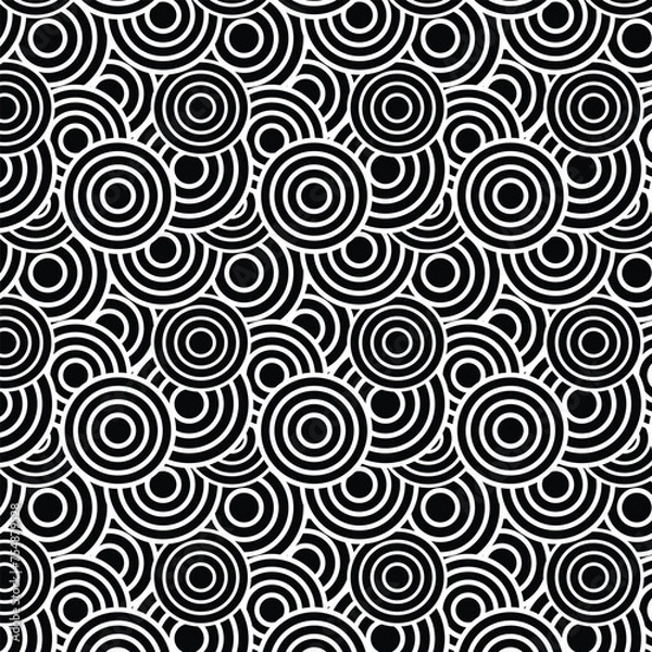 Fototapeta Black and white overlapping circle pattern	