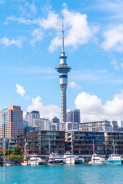 Fototapeta widoki na port w Auckland i panoramę miasta w tle